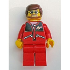 trn126 Red Jacket with Zipper Pockets and Classic Space Logo, Red Legs, Reddish Brown Male Hair